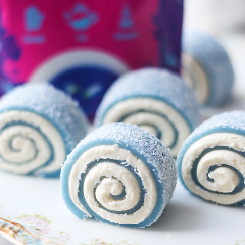 Butterfly Pea Flower Mochi Rolls