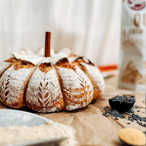 Lavender Quinoa Pumpkin-Shaped Sourdough Bread