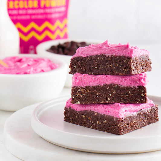 Suncore Foods Pink Pitaya Buttercream Frosting Brownies