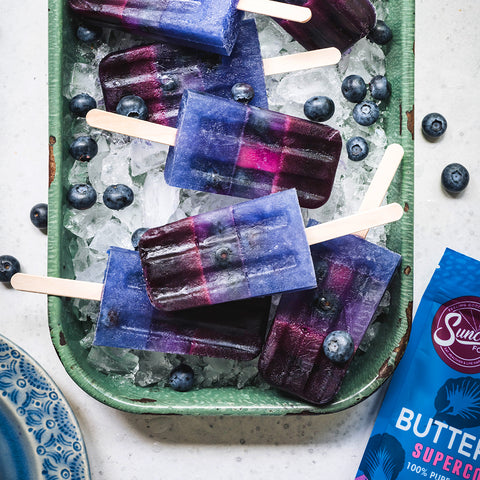 Ombre Blue Butterfly Pea Blueberry Coconut Popsicles