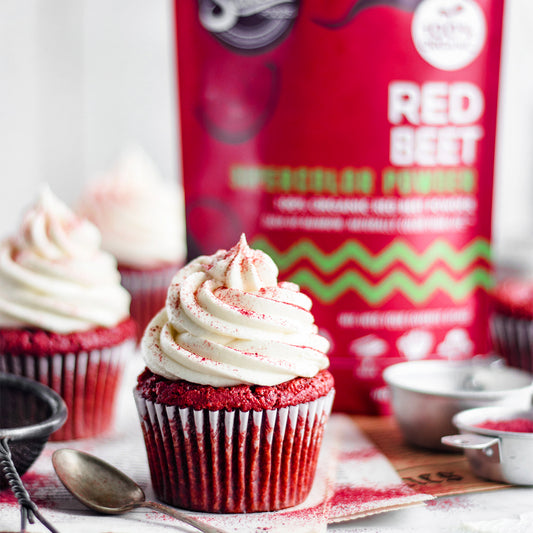 Suncore Foods Vanilla Buttercream Frosting Red Velvet Cupcakes