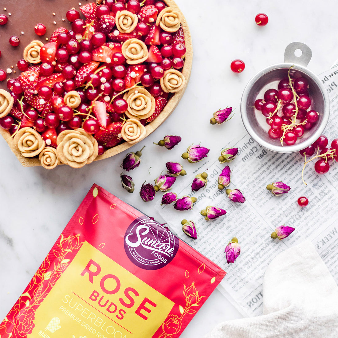 Suncore Foods Rose Infused Chocolate Ganache Tart