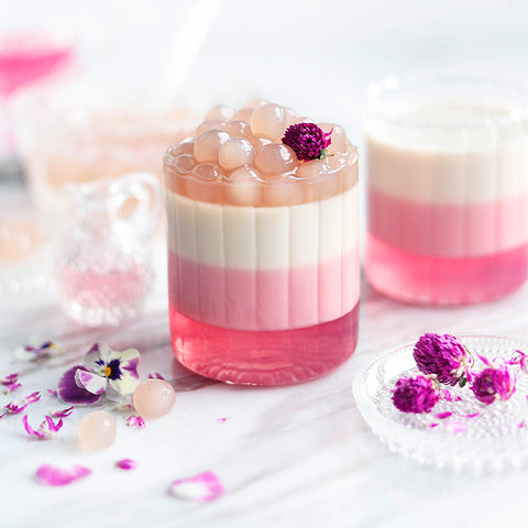 Amaranth Flower Pudding with Tapioca Pearls