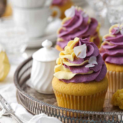 Autumnal Baked Yam Cupcakes with Purple Sweet Potato Buttercream