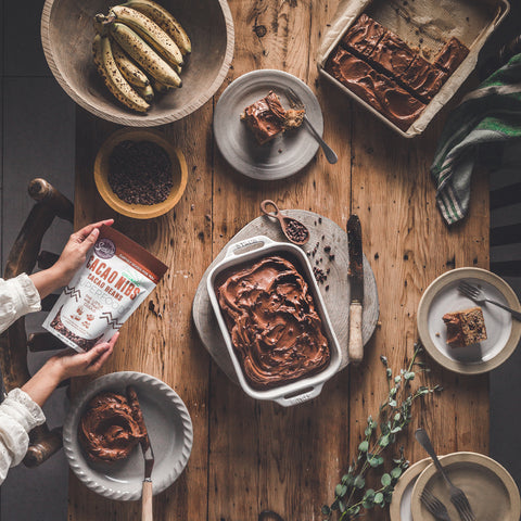 Banana Cacao Cake with Chocolate Fudge Frosting