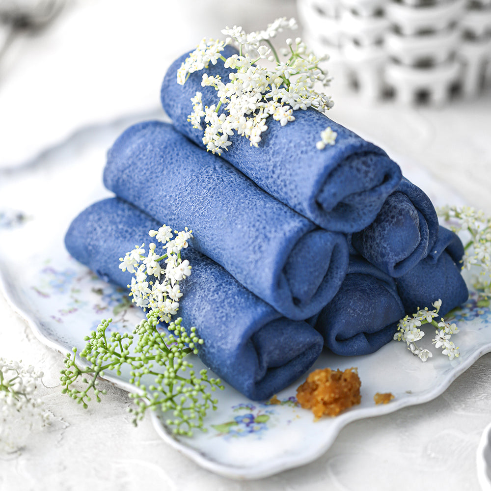 Suncore Foods Blue Crepe Stuffed with Palm Sugar and Freshly Grated Coconut Infusion