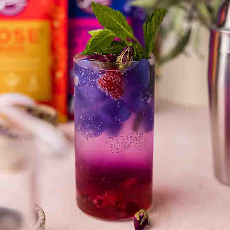 Suncore Foods Blue Butterfly Pea Ice Cubes Rose Cocktail