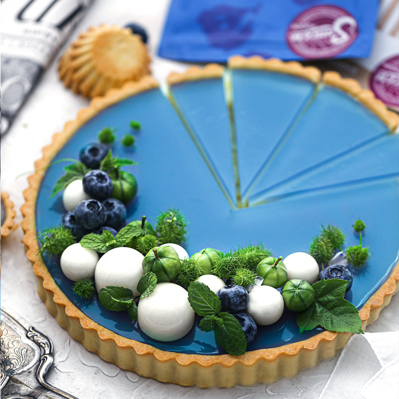 Suncore Foods Blue Butterfly Pea & Lychee Tart with Quinoa Shortbread Crust