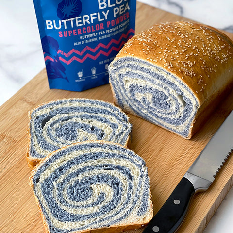 Blue Butterfly Pea Swirl Bread