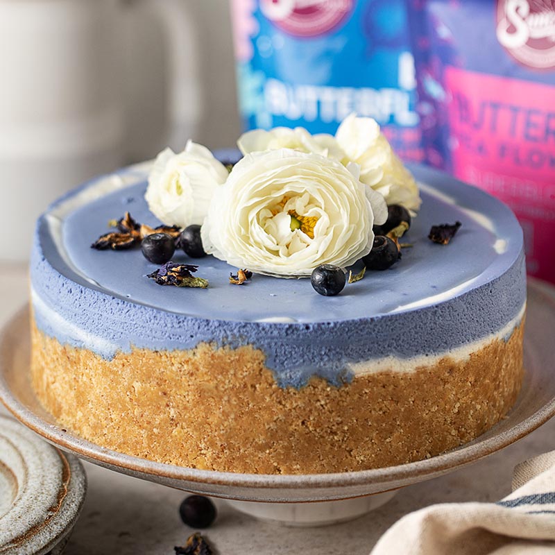 Suncore Foods® Butterfly Pea Flower Cheesecake