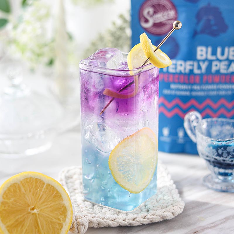 Suncore Foods Butterfly Pea Flower Lemonade with Butterfly Pea Flower Jelly 