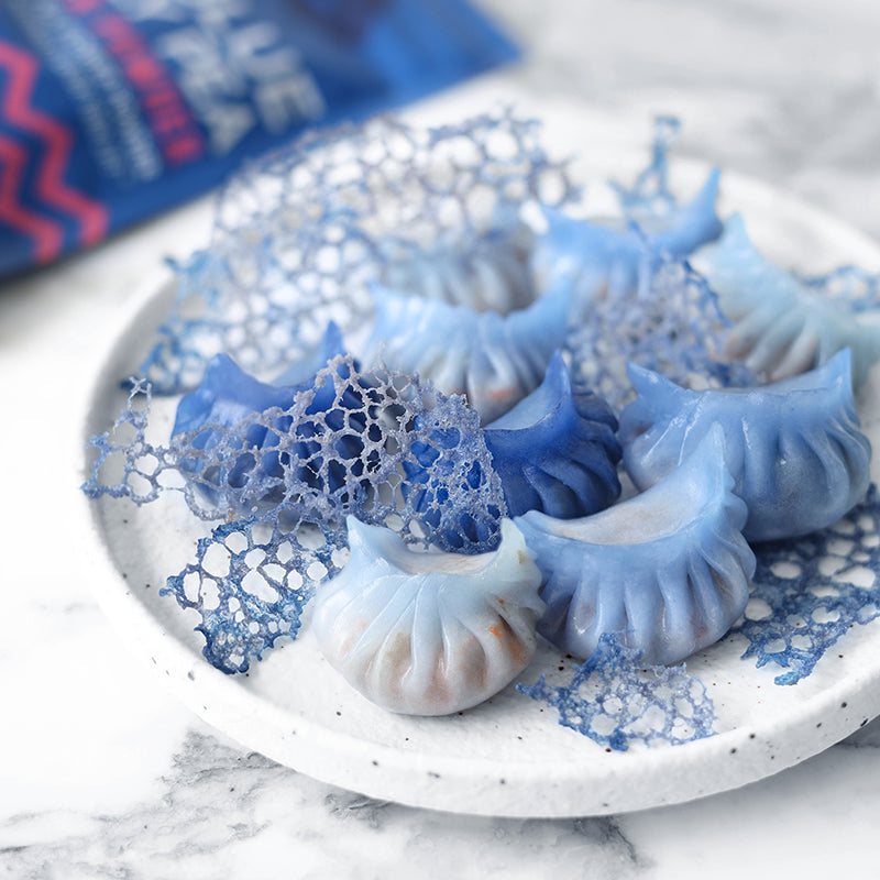 Suncore Foods Butterfly Pea Steamed Crystal Dumplings with Enoki Mushroom Filling
