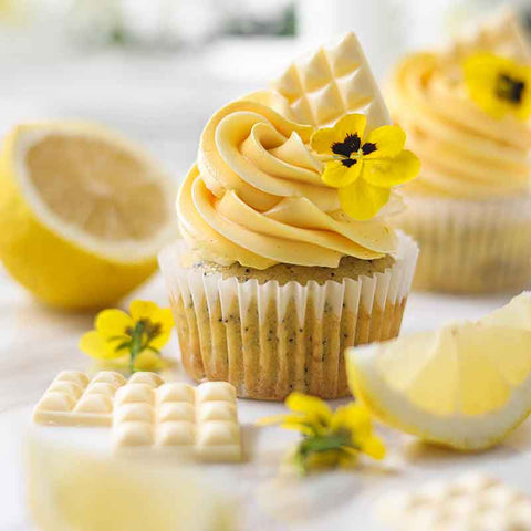 Canary Yellow Safflower Lemon Curd Cupcakes