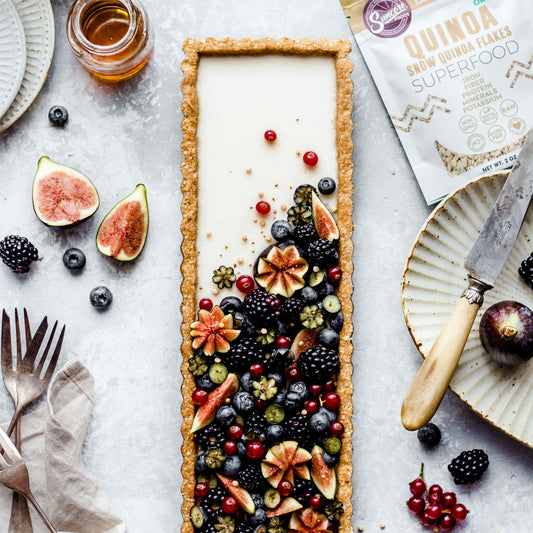 Vanilla Maple Custard Tart with a Quinoa Flakes Almond Crust