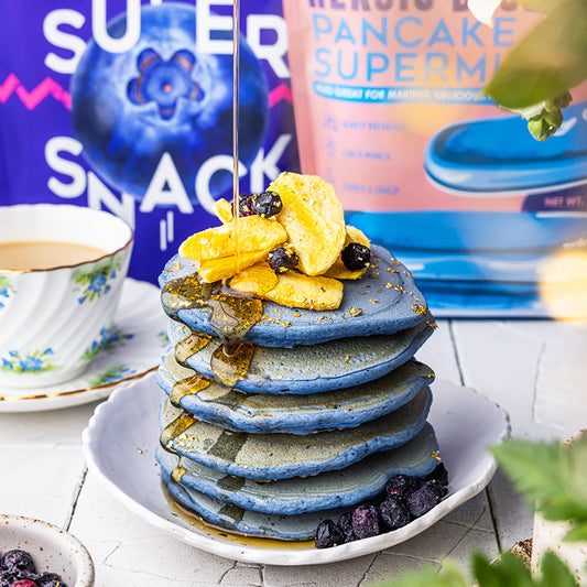 Suncore Foods Magical Heroic Blue Spirulina Blueberry Christmas Pancakes