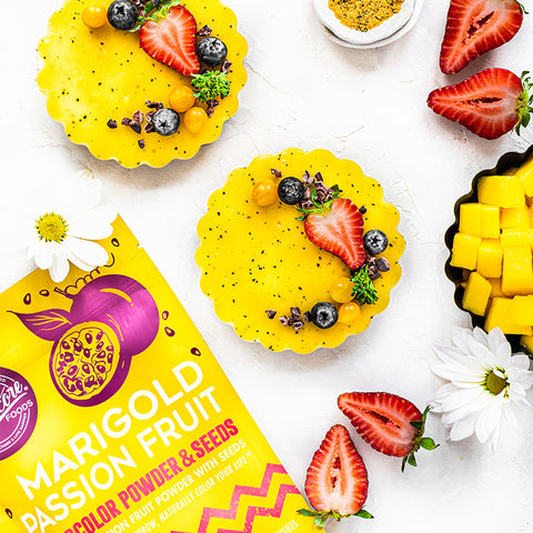 Mini Marigold Passion Fruit Tarts