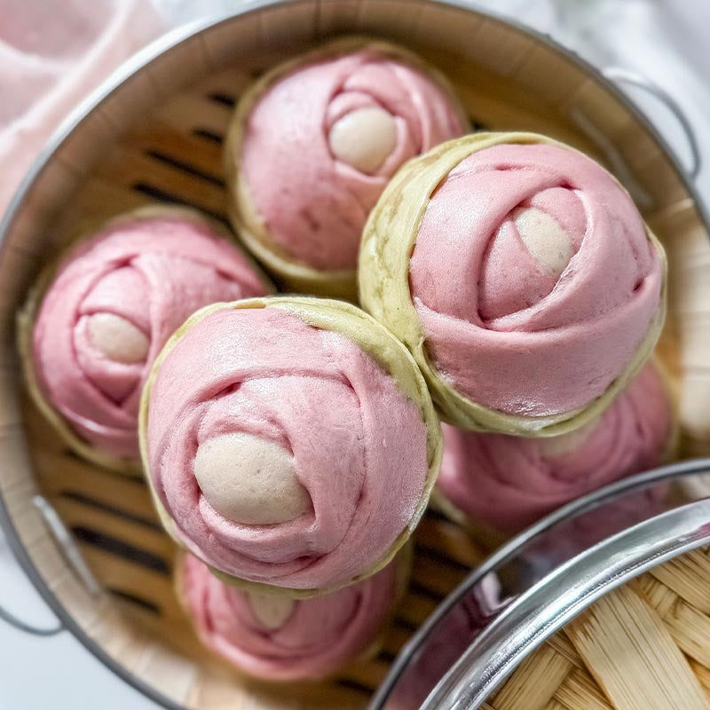 Suncore Foods Pink Peony-Shaped Steamed Buns