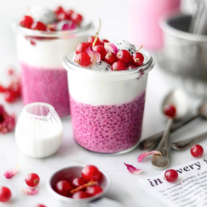 Suncore Foods Pink Pitaya Cashew Milk Chia Pudding with Coconut Yogurt