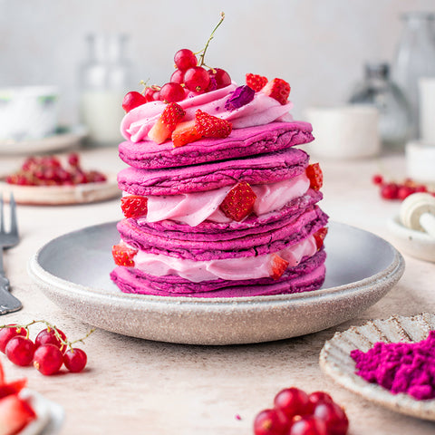 Power Pink Pancakes with a Strawberries and Cream Cheese Buttercream