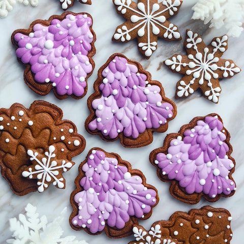 Purple Sweet Potato Icing Christmas Tree Gingerbread Cookies