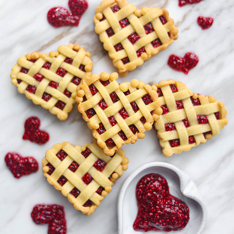 Raspberry Chia Jam Heart-Shaped Linzer Cookies