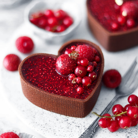 Red Beet Raspberry Chia Seeds Chocolate Heart Tart