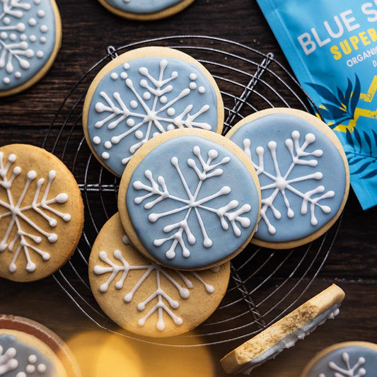 Suncore Foods Aqua Blue Spirulina Shortbread Snowflake Cookies