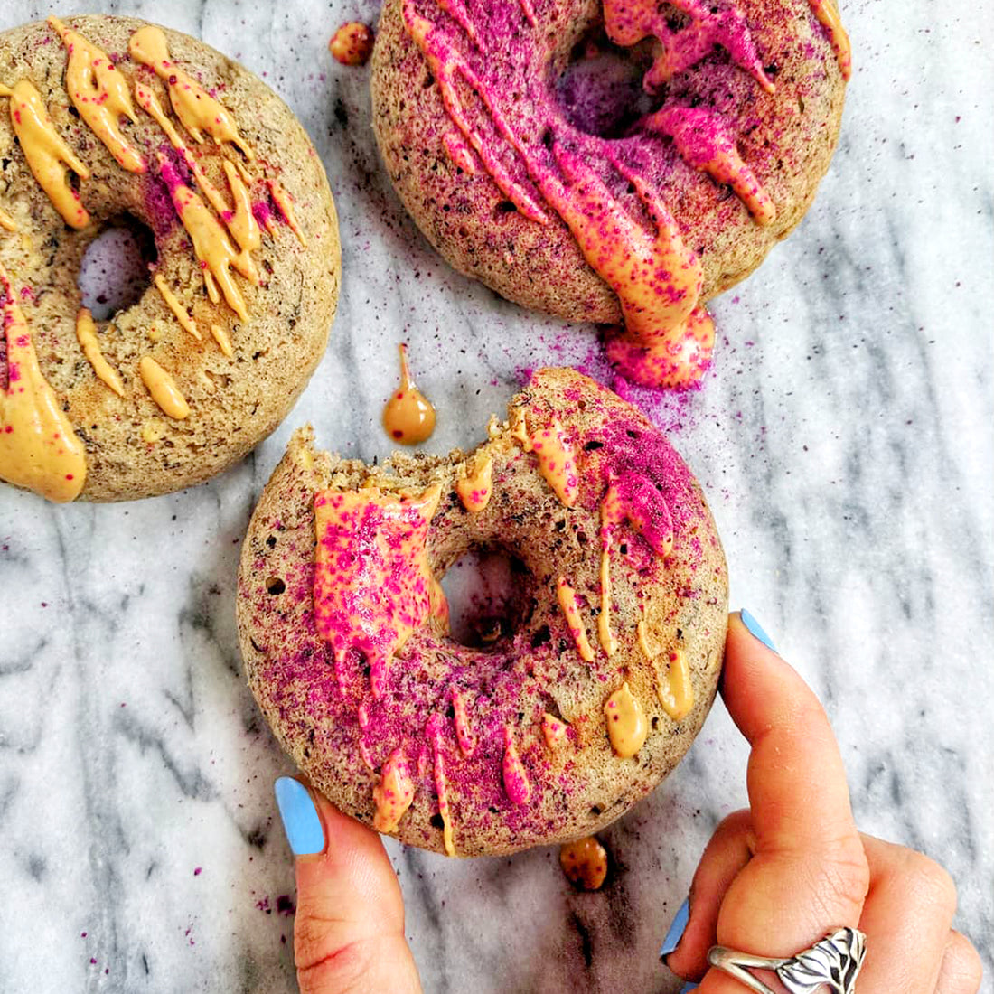 Suncore Foods Pink Pitaya Dusted Banana Bread Donuts