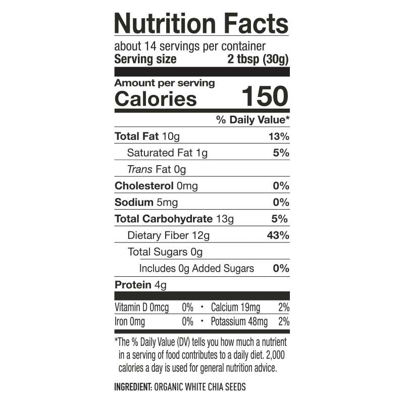 White Chia Seeds - Quality Pantry Staples from Suncore Foods - Just $13.59! Shop now at Suncore Foods Inc.