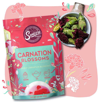 Carnation Flower Blossoms - Premium Quality Edible Blooms from Suncore Foods - Just $10.59! Shop now at www.suncorefoods.com